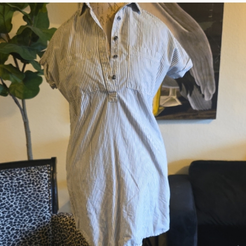 Marine Layer Blue and White Striped Shirt Mini Summer Dress